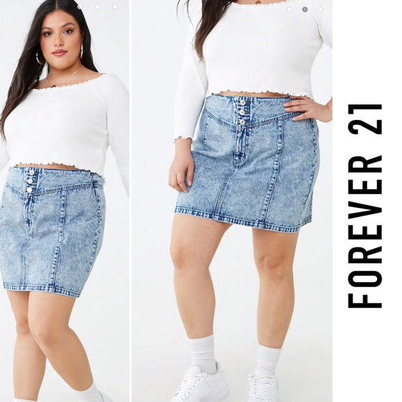 plus size acid wash skirt